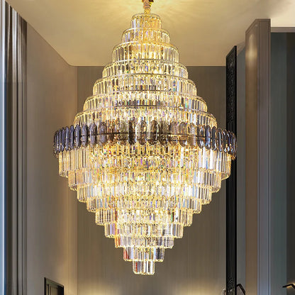 DecorBites™ Crystal Chandelier: Luxe Stairwell Lighting for Penthouse Villa