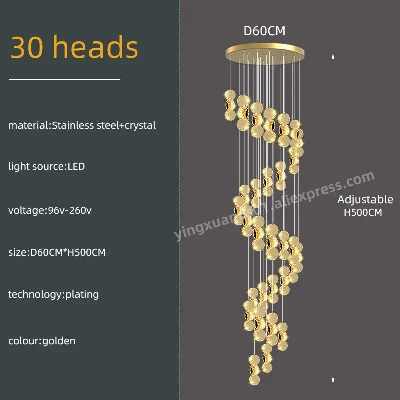 Decorbites™ Goldene Kristall-Leuchter LED-Hängeleuchte für moderne Wohnräume