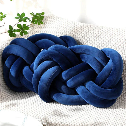 DecorBites™ Blue Handmade Knot Throw Pillows for Couch - Soft Decorative Comfort Pillow