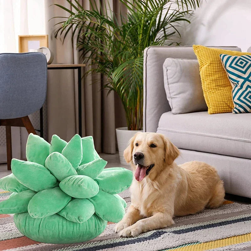 Cojín de felpa DecorBites™ con forma de cactus suculento 3D para decoración de sala de estar