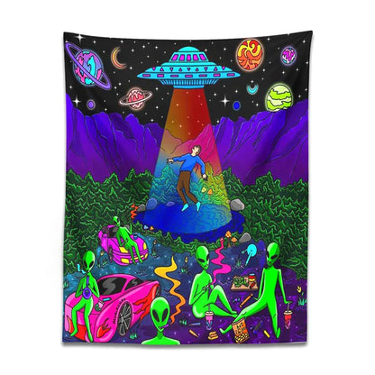 Decobites UFO Cartoon Tapestry Wall Hanging for Home Decor