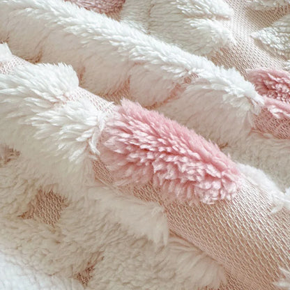 بطانية مخملية من قماش الجاكار الهندسي DecorBites™، ملاءات سرير دافئة من صوف الحمل