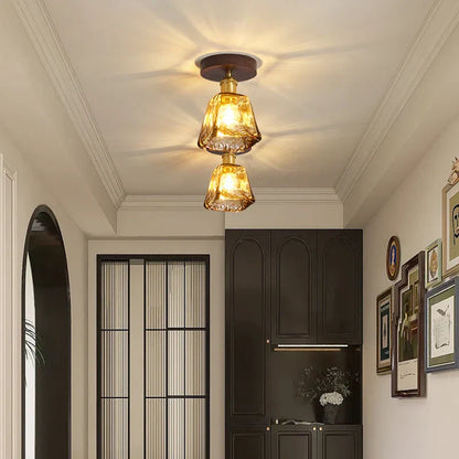 ديكوربايتس™ مصابيح سقف LED خشبية نحاسية، وحدات إضاءة داخلية حديثة