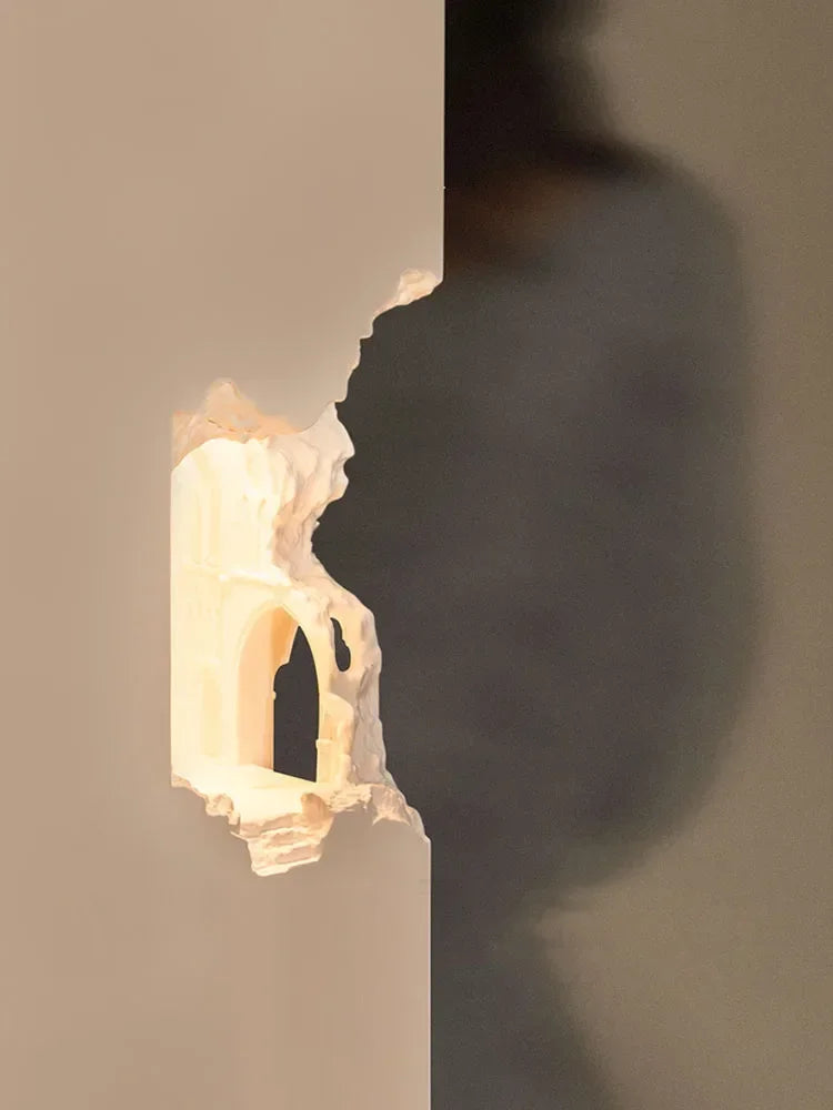 DecorBites™ Embedded Night Light Gypsum Corner Wall Sconces for Corridor Stair Background