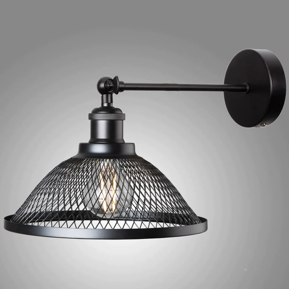 DecorBites™ Iron Net Wall Lamp: Modern Metal Cage Bedroom Lighting