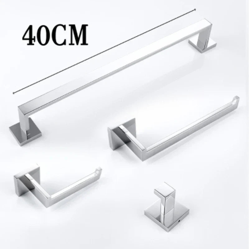 مجموعة حمام ديكوربايتس™ السوداء: حامل مناشف، حامل ورق، قضيب ذهبي، خطاف رداء - إكسسوارات من الفولاذ المقاوم للصدأ