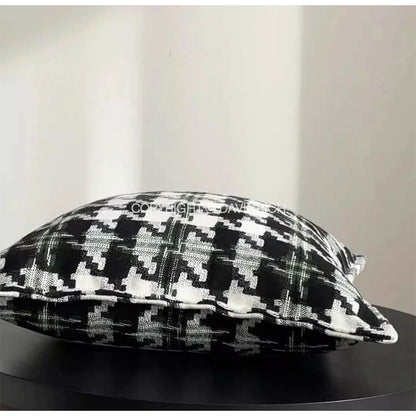 DecorBites™ Houndstooth Square Cushion Cover - Black White Green Luxury Contemporary Pillow Case