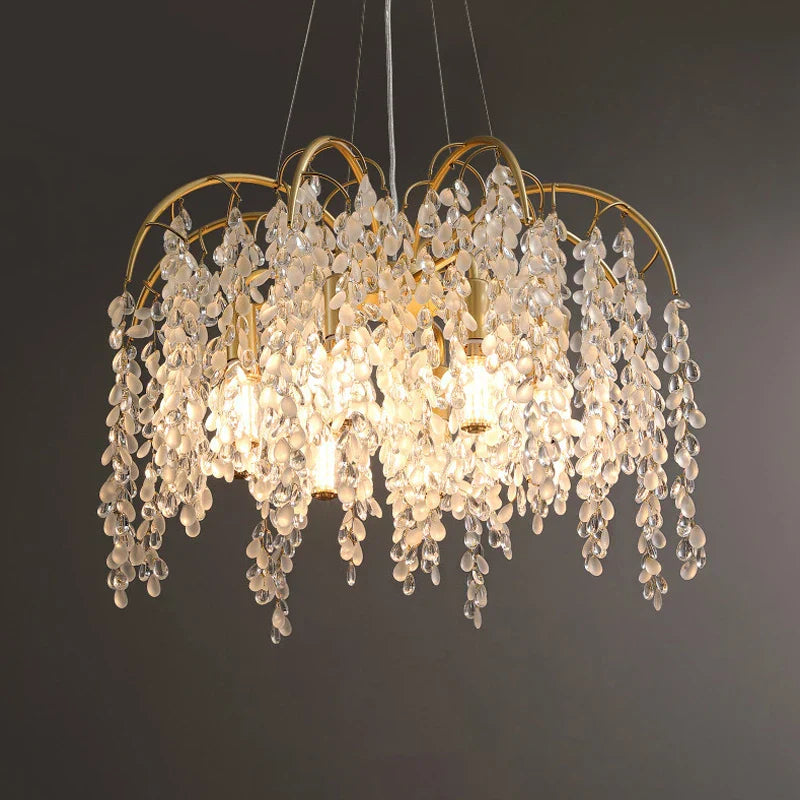 DecorBites™ Crystal Led Chandelier Golden Luxury Living Room Ceiling Lamp