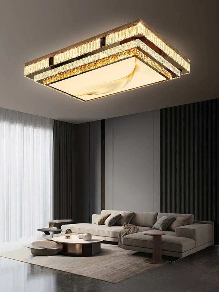 Decorbites™ Gold-Deckenleuchte | Moderne rechteckige Kristall-Leuchte für Schlafzimmer und Wohnzimmer