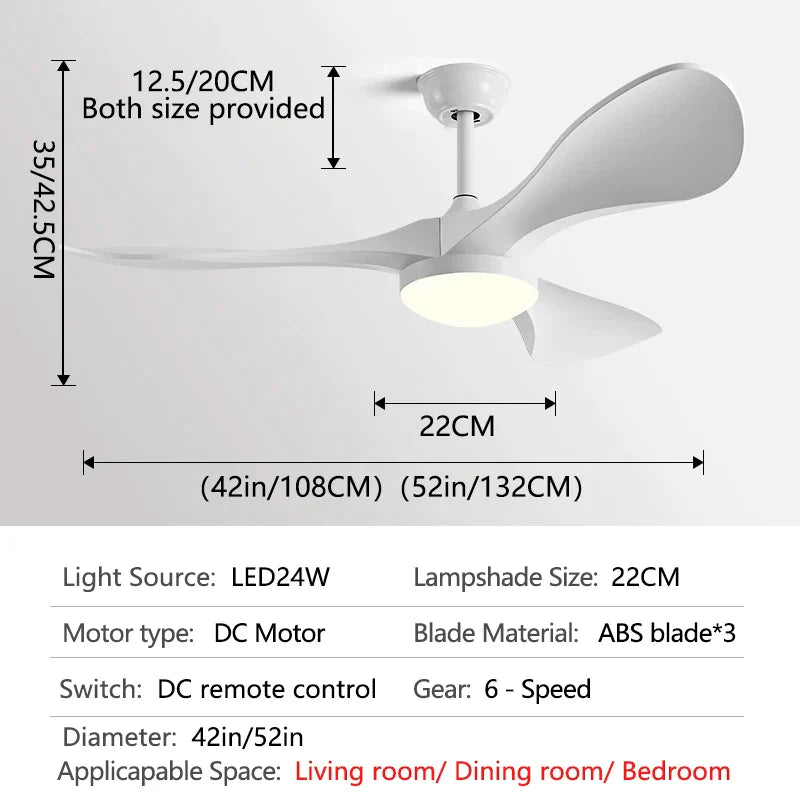 DecorBites™ 52-Inch Modern LED Ceiling Fan Light with Strong Winds and Mute Operation