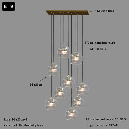 DecorBites™ Clear Glass Ball Pendant Light Chandelier for Living Room Dining Room Home Decor