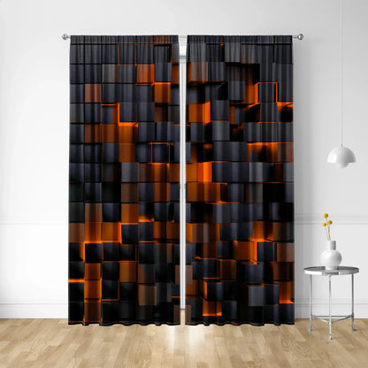 Decobites Translucent Grid Rod Pocket Curtains: Mysterious Home Decor for Kitchen, Coffee Shop & Living Room