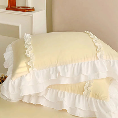 DecorBites™ Korean Princess Lolita Bed 4-Piece Set in Solid Washed Cotton