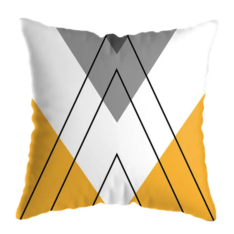 غطاء وسادة مطبوع عليه غزال هندسي من DecorBites™ مقاس 45×45 سم - ديكور منزلي أصفر
