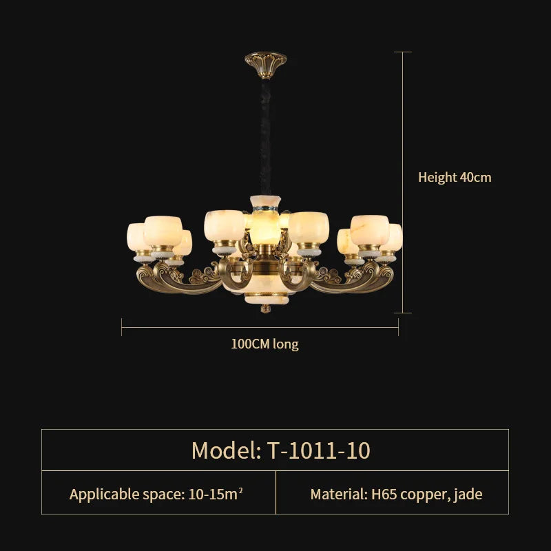 DecorBites™ Jade Chandelier: Stylish Chinese Zen Living Room Lamp for Duplex Building by Guangdong Zhongshan