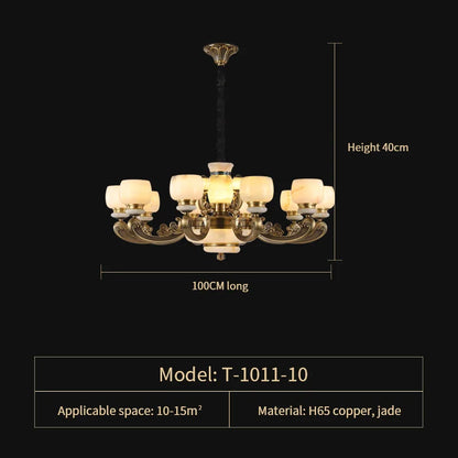 DecorBites™ Jade Chandelier: Stylish Chinese Zen Living Room Lamp for Duplex Building by Guangdong Zhongshan