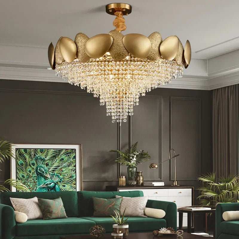 DecorBites™ Crystal Chandelier: Modern LED Tassels Stainless Steel Pendant Light for Living Room