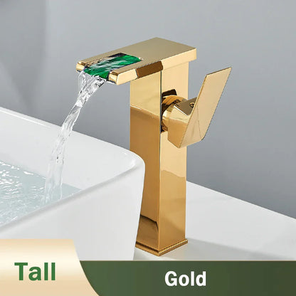 DecorBites™ LED Black Waterfall Basin Faucet: Deck Mounted Hydroelectric Mixer Tap