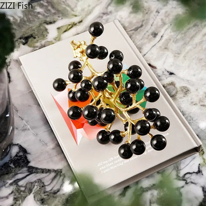 DecorBites™ Brass Crystal Grape Ornaments | Modern Desk Decoration Sculpture