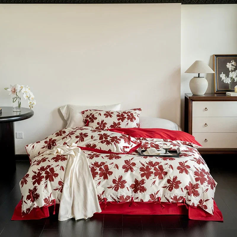 DecorBites™ 100S Egyptian Cotton Bedding Set Queen King Euro Size Sheets Duvet Pillowcase