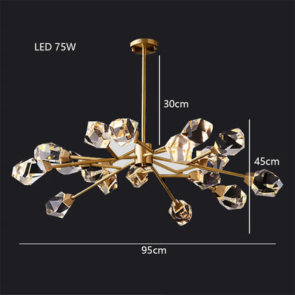 DecorBites™ Diamond Crystal Brass LED Pendant Light Gold Luxury Hanglamp