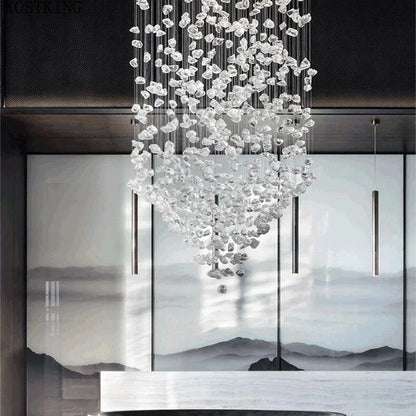 DecorBites™ Crystal LED Chandelier: Modern Luxury Staircase Pendant Light for Hallway & Lobby