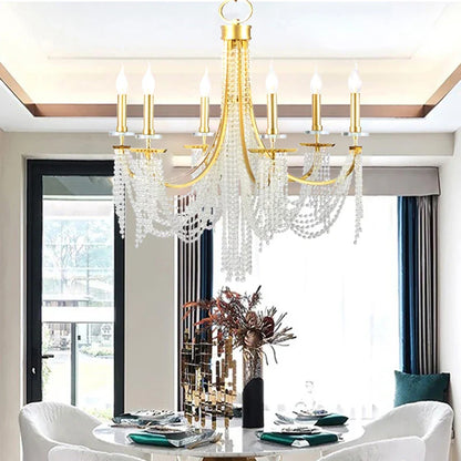 DecorBites™ Crystal Chandelier: Luxury Hanging Lamp for Romantic Indoor Decor