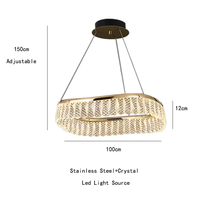 DecorBites™ Golden Crystal Chandelier Luxury Round Pendant Lamparas Art Decor Fixture