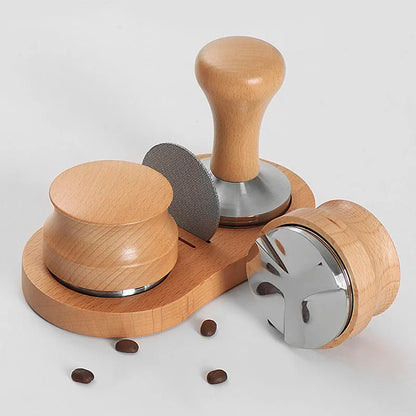 DecorBites™ Espresso Distributor Tamper with Stainless Steel Puck Screen & Tamping Station