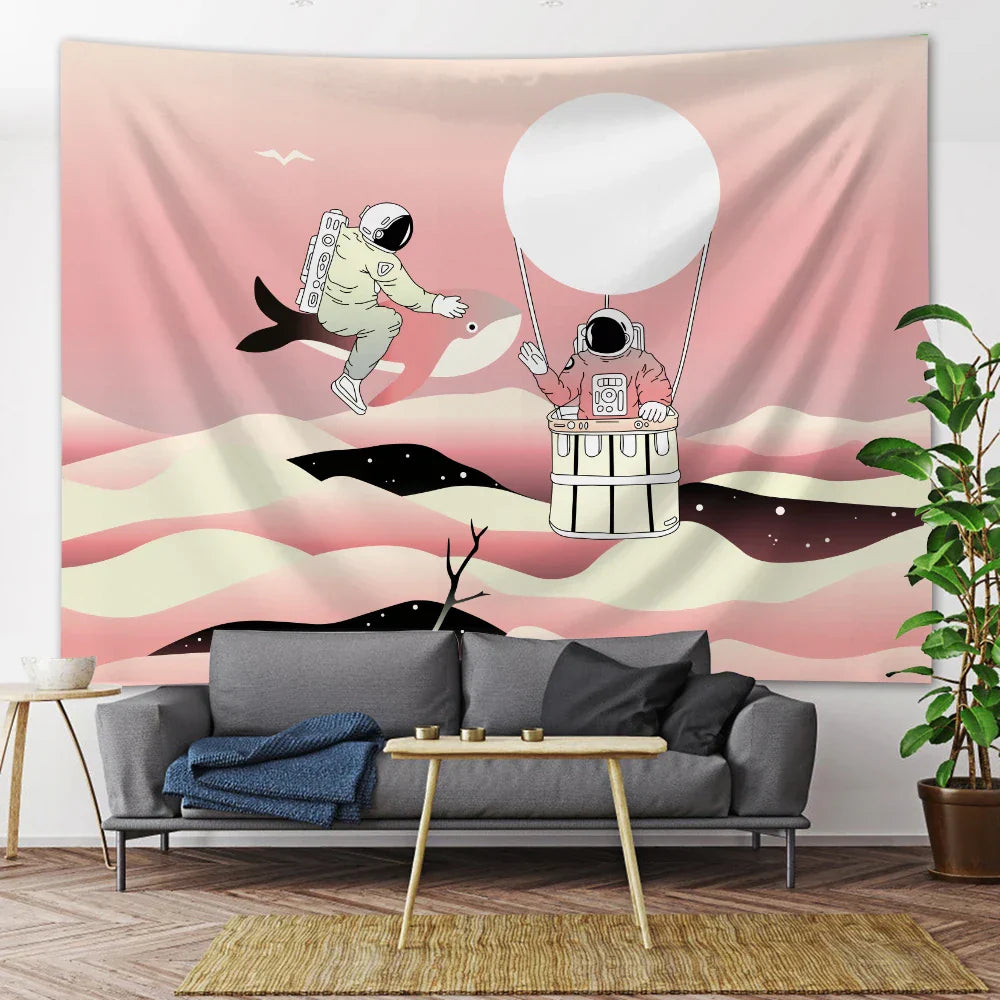 Decobites Psychedelic Space Astronaut Wall Tapestry - Hippie Boho Bedroom Decor