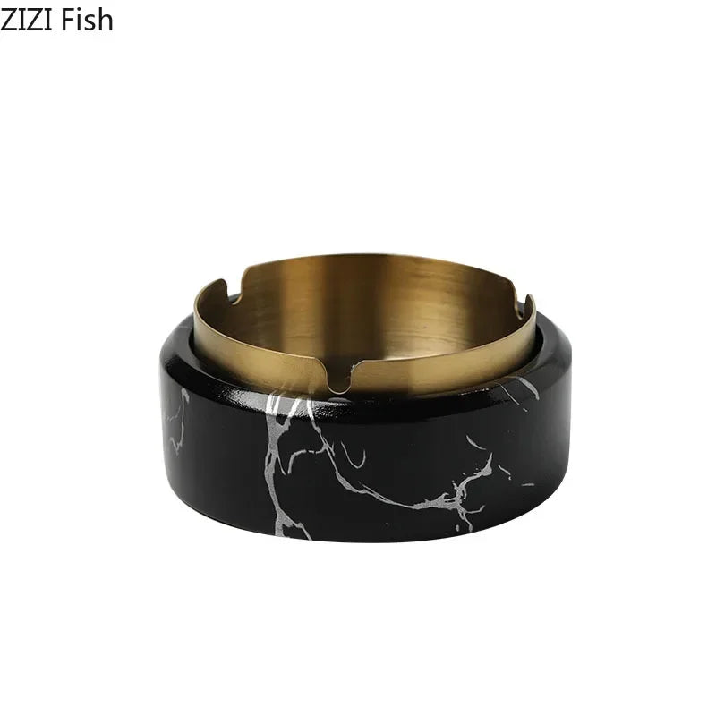 Cenicero DecorBites™ con textura de mármol chapado en oro - Accesorios para fumar