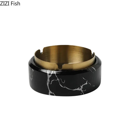 Cenicero DecorBites™ con textura de mármol chapado en oro - Accesorios para fumar