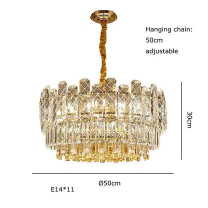 DecorBites™ Gold Lustre Chandelier LED Crystal Light Fixture - Postmodern Luxury Hanging Lamp