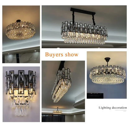 DecorBites™ Black Crystal LED Chandelier for Living Room, Dining Room, Kitchen, Bedroom