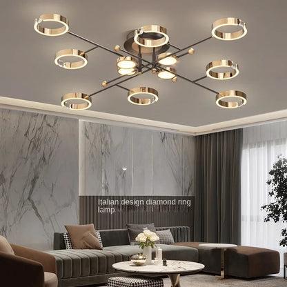 DecorBites™ Gold Plated Chandelier with Remote Control, Crystals Decoration for Living Room