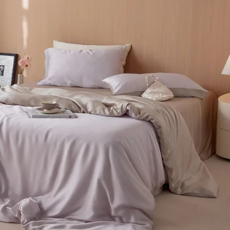 DecorBites™ 60S Rayon Silk Bedding Set | Solid Color | Summer Cooling | Twin-King
