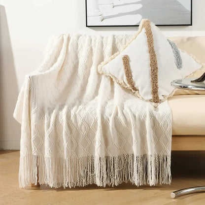 DecorBites™ Knitted Woolen Blanket - Cozy Home Accent and Travel Essential