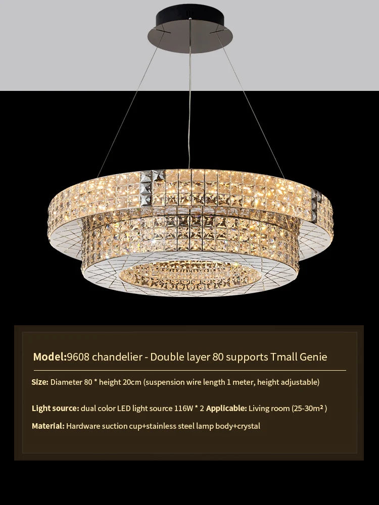 DecorBites™ Crystal Chandelier Light for Luxury Living Room, Post-Modern High-End Italian Design