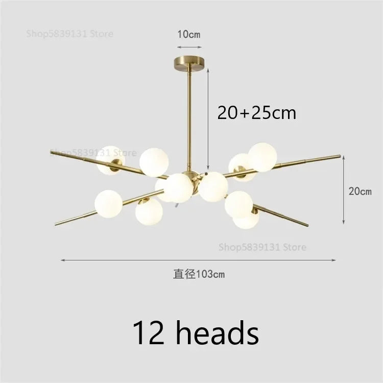 DecorBites™ LED Glass Ball Pendant Light: Modern Nordic Chandelier for Living Room, Dining Room, and Cafe