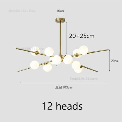 DecorBites™ LED Glass Ball Pendant Light: Modern Nordic Chandelier for Living Room, Dining Room, and Cafe