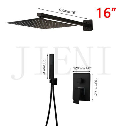 DecorBites™ Black Bathroom Shower Faucet Set with Ceiling Mount LED Shower Head Mixer Tap