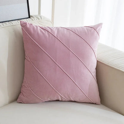 DecorBites™ Hand Pleat Embroidered Cushions 30x50/45x45cm Beige Pink Nordic Style Pillowcase