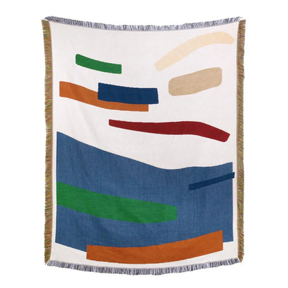 غطاء أريكة من بطانية الشاطئ من DecorBites™ - بطانية منقوشة بنقشة الريف الأمريكي - نسيج قطني مزخرف بشراشيب