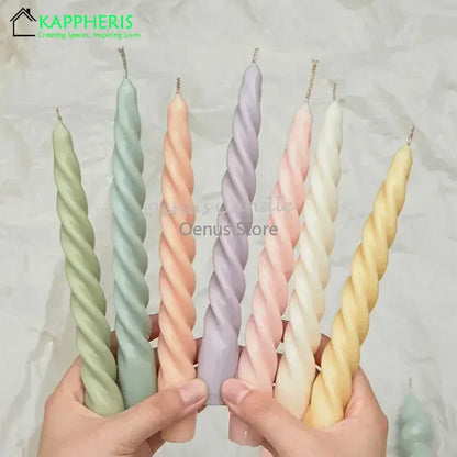 2PCS Colored Taper Candles Twisted Candles Scented Long Lot Wedding Candles Centre De Table Champêtre