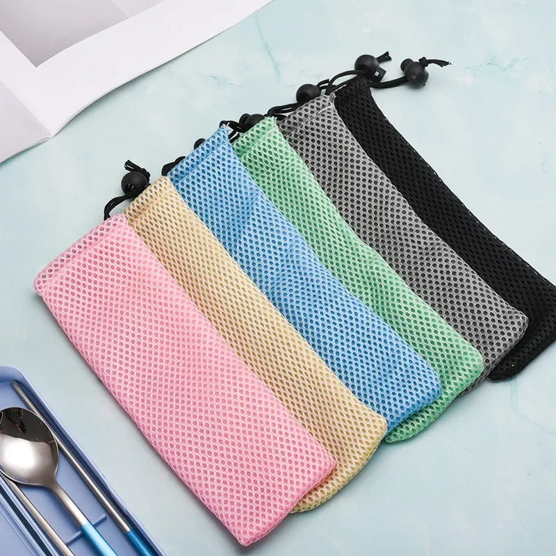 حقيبة أدوات مائدة DecorBites™ مصنوعة من القطن والكتان وحقيبة برباط للسفر وتناول الطعام في المنزل