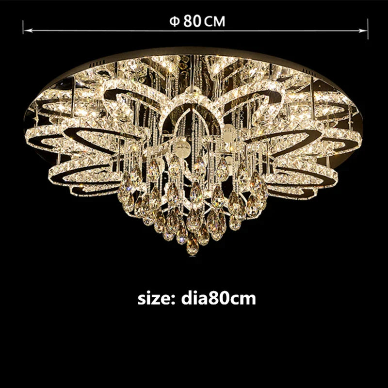 DecorBites™ Dimmable LED Crystal Chandelier Chrome Ceiling Light Fixture