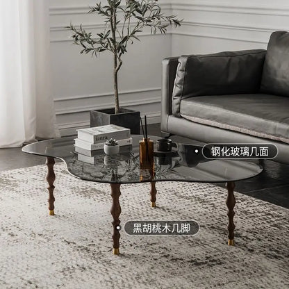 DecorBites™ 80*40cm Solid Wood Peanut-Shaped Coffee Table for Living Room