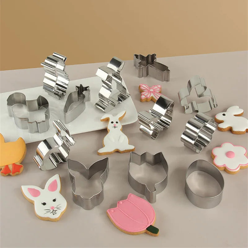 DecorBites™ Easter Cookie Cutter Set for Kids Baking Party, Stainless Steel Mold - 12pcs