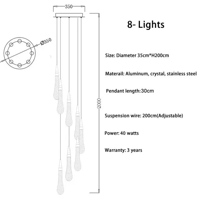 DecorBites™ Crystal LED Chandelier: Modern Art Pendant Light for Restaurant, Bar, Staircase & Loft