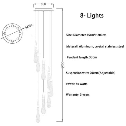 DecorBites™ Crystal LED Chandelier: Modern Art Pendant Light for Restaurant, Bar, Staircase & Loft